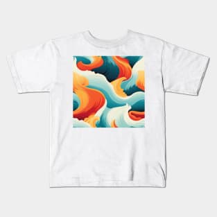 Ephemeral Crests: Hokusai Waves Reimagined Kids T-Shirt